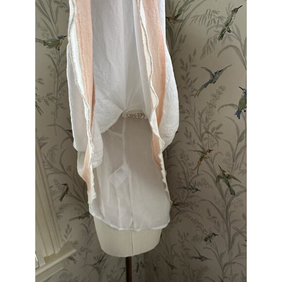 Bebe Ivory Peach Silk Layer Tunic Tank Top Embroidery Lined - Picture 5 of 10